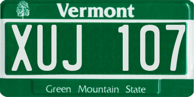 VT license plate XUJ107