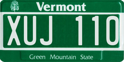 VT license plate XUJ110