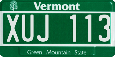 VT license plate XUJ113