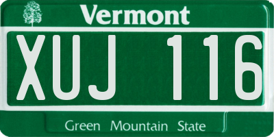 VT license plate XUJ116