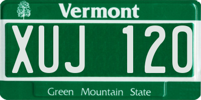 VT license plate XUJ120