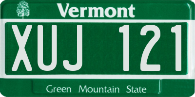 VT license plate XUJ121
