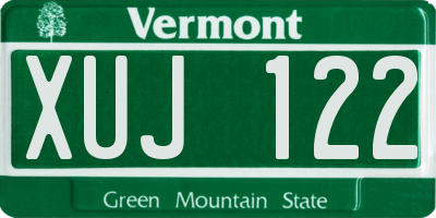 VT license plate XUJ122