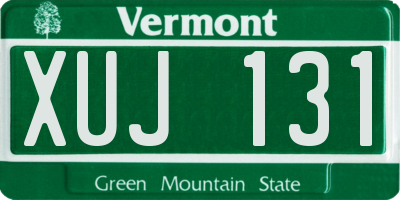 VT license plate XUJ131
