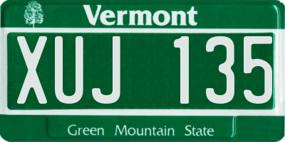 VT license plate XUJ135