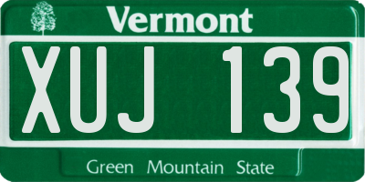 VT license plate XUJ139