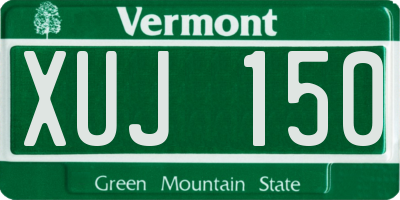 VT license plate XUJ150