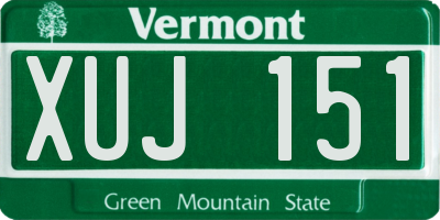 VT license plate XUJ151