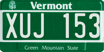VT license plate XUJ153