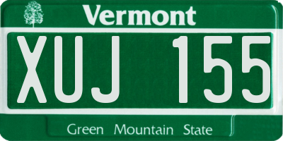 VT license plate XUJ155