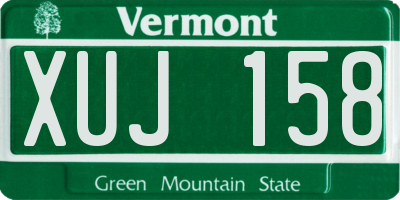VT license plate XUJ158