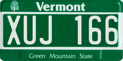 VT license plate XUJ166