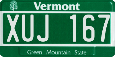 VT license plate XUJ167