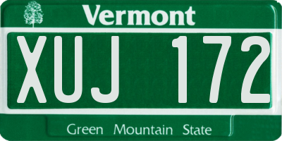 VT license plate XUJ172
