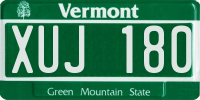 VT license plate XUJ180