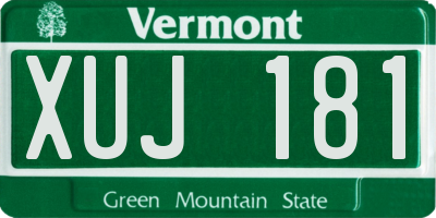 VT license plate XUJ181
