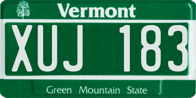 VT license plate XUJ183