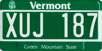 VT license plate XUJ187