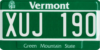 VT license plate XUJ190