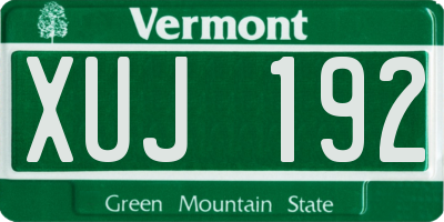 VT license plate XUJ192