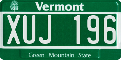 VT license plate XUJ196