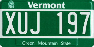 VT license plate XUJ197