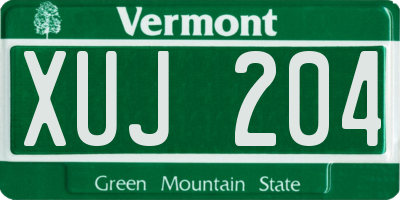 VT license plate XUJ204