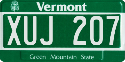 VT license plate XUJ207