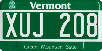 VT license plate XUJ208