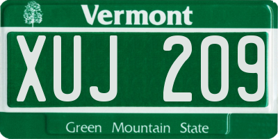 VT license plate XUJ209