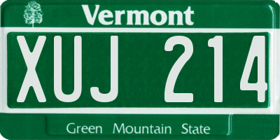 VT license plate XUJ214