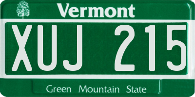VT license plate XUJ215