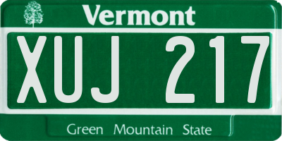 VT license plate XUJ217