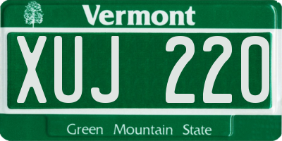 VT license plate XUJ220