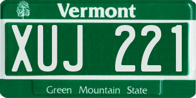 VT license plate XUJ221