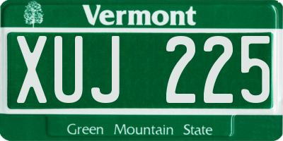 VT license plate XUJ225