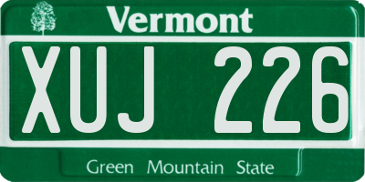 VT license plate XUJ226