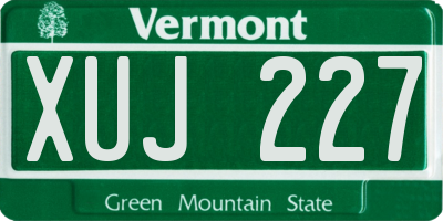 VT license plate XUJ227