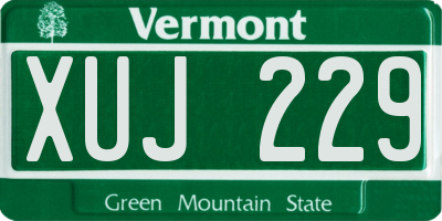 VT license plate XUJ229