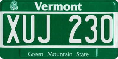 VT license plate XUJ230