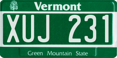 VT license plate XUJ231