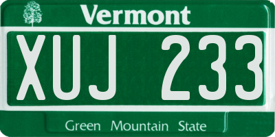 VT license plate XUJ233