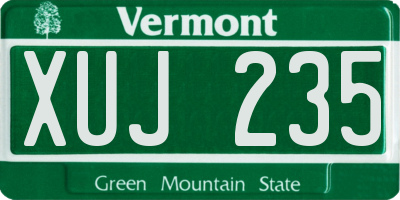 VT license plate XUJ235