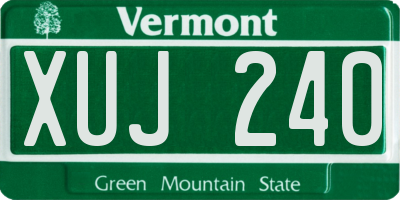 VT license plate XUJ240