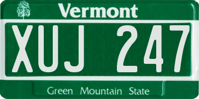VT license plate XUJ247