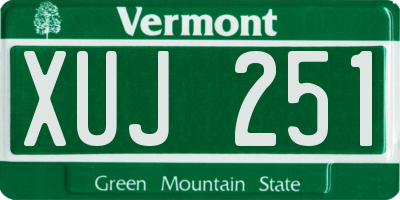 VT license plate XUJ251