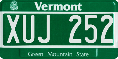 VT license plate XUJ252