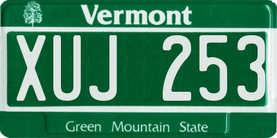 VT license plate XUJ253
