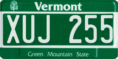 VT license plate XUJ255