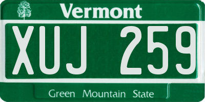 VT license plate XUJ259